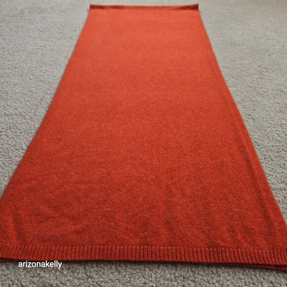 NWOT Club Monaco Cashmere Knit Scarf Orange Pumpkin - Picture 5 of 13